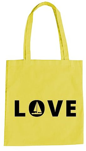 Love Segelboot Baumwolltasche - Boot Segeln Yacht Schiff Anker Liebe Gelb
