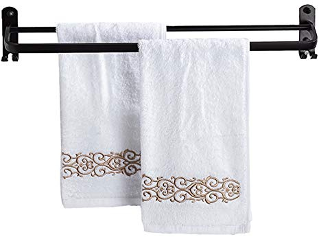 CETEOR Hand Towel Holder,Bathroom Towel Holder, European Style Double Towel Bar Rail,Space Aluminum Black,Wall Hanger Bathroom Towel Bar(SZ:40cm，50cm，60CM)(SZ:40cm) (Size : 60cm)