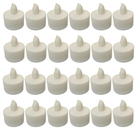 Lot de 24 Bougies Chauffe-plat sans Flamme à Piles, Bougies électroniques LED sans Flamme Réutilisables, Fausses Bougies Chauffe-plat Vacillantes pour Fête de Mariage, Festival, Jour le Plus Doux, Ann