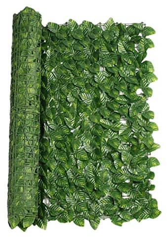 Rouleau de feuilles de lierre artificiel - Pour haies de jardin, balcon, décoration extérieure - 50 x 200 cm