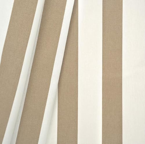 STOFFKONTOR Markisen Outdoorstoff Stoff Streifen - Meterware, Farbe Taupe-Weiss - zum Nähen von Markisen, Auflagen uvm.