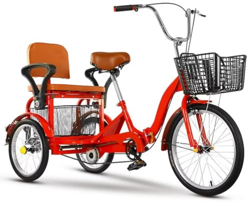 Tricycle adulte pliant,tricycle tandem 16 pouces avec siège arrière pour personnes âgées,vélo tricycle cruiser 3 roues avec freins sensibles,selle et guidon réglables hauteur,tricycle cargo et habité
