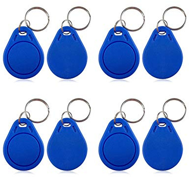 YAVIS (10 st) RFID 13,56 MHz nyckelringschips märken närhet IC-kortläsare RFID-transponder mif 1K Token NFC-etikett endast läst nyckelfobs för säkerhetsinmatningssystem, blå