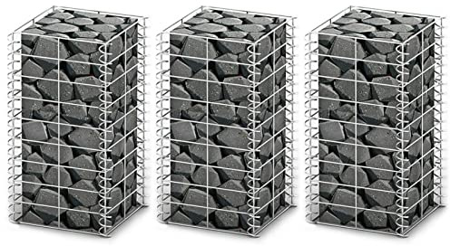 Lechnical Gabion Set 3 pcs Galvanised Wire 25 x 25 x 50 cm,Hardware,Fencing & Barriers,Fence Panels-141044