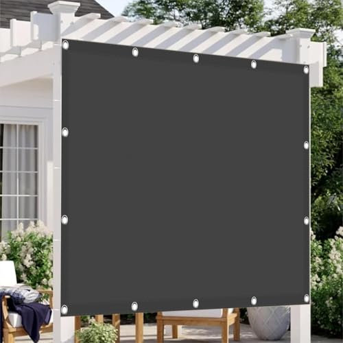 Balkonbespannung Reißfest 100 x 440 cm,Premium PES Polyester Wasserabweisend Imprägniert Rechteck, Wasserdicht Sonnenschirm Markise Balkonsegel,Für Balkon Garten, Dunkelgrau