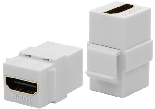 QIANRENON 4K HDMI Keystone Steckdose HD Display Anschluss 2.0 Buchse auf Buchse Panel Adapter Koppler 180° Winkel Wandplatte Multimedia Modul für Wand Platten, Weiß, 2 Stück