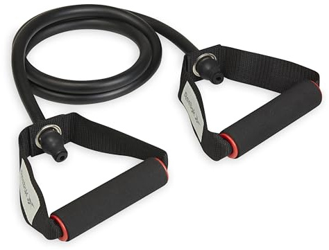 Reebok motståndsrör (tungt motstånd, svart), helkroppsträning, uppvärmning och styrketräning, motståndsband med handtag, halkfria stretchband för träning, fitnessband för män och kvinnor