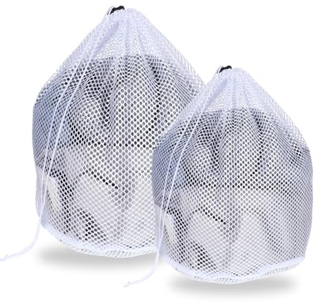 Gjinxi Mesh Laundry Bags, Laundry Bag for Delicates with Drawstring Closure Mesh Wash Bags for Lingerie Delicates Bra Underwear Pants Shoes Socks(2Pcs, M+S)