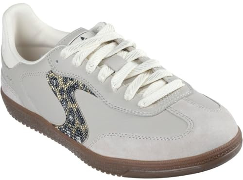 Skechers Tenis Hotshot Shimmering Spotspara Mujer, Ribete de Piel Duraleather Gris Pardo, 37.5 EU
