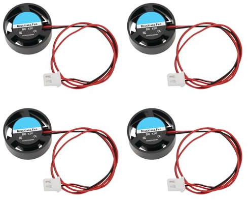 EMSea Lot de 4 Mini Ventilateurs de Refroidissement sans Balais 2510 9V-14,4V Ventilateur de Refroidissement Rond DC2510 Silencieux à Grand Volume d'air pour Ordinateurs Portables (25,7x10,1mm)