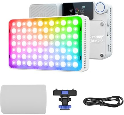 Amaran Ace 25c RGBWW LED Video Light 32W Full Color On Camera 2300K-10000K Fast Charging App Control (White)