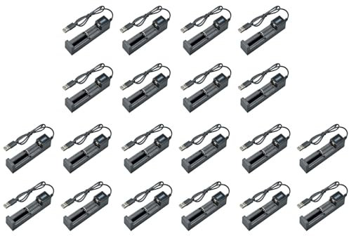Reinscer 20X Battery Charger USB 1 Slot Universal Quick Charging Rechargeable Lithium Battery Charger for 18650 26650 14500 16340