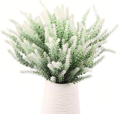 GIUSOBG Konstgjorda lavendel blommor dekoration 12 stycken 38 cm simulering lavendel premie blommor konstgjorda blommor växt dekoration för hem, trädgård, kontor, krukor (vit)