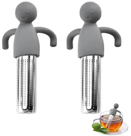 2 Pcs Tea Infuser for Loose-Tea,Loose-Infuser,Strainers for Leaf,Diffusers for Strainer,Stainless Steel,Cute Steepe for Teapots,Mug,Cups,Mugs-Brewing & Steeping,Shape Durable Filter Steeper(Grey)