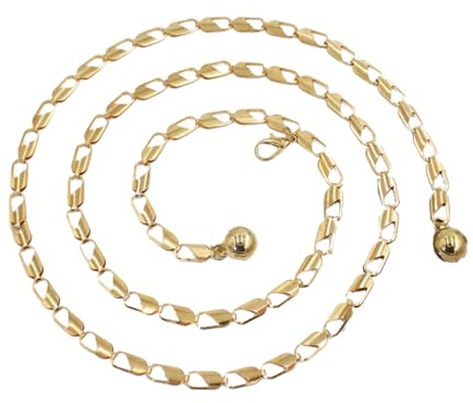 Auriselle Donna Cintura in Metallo Vita Catena Regolabile Forma Geometrica Cintura in Vita Sottile da Donna Vintage Retrò per Abiti Pantaloni Jeans, Oro