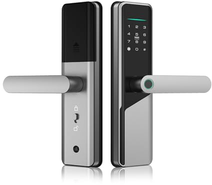 Xenocam Smart Door Lock with Fingerprint and Password for 60-90 mm Door, Keyboard with Handle,with Key,IC Card,Supports ttlock App Remote Control (Silvery)