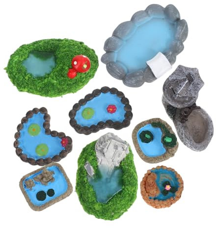 BESPORTBLE 9 Piezas De Micropaisaje para Piscina Estanque Pequeño Estatua De Patio Figuras De Animales En Miniatura Decoraciones De Micropaisaje para Jardín Miniestanque Terrario De