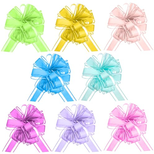 8 Stück Große Geschenkschleife 15 cm Dekoschleifen mit Geschenkband Ziehschleife für Geschenke Tüten Hochzeit Geburtstag Weihnachten