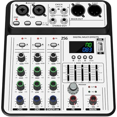4-K-Sound-Mixer für Studio-Podcast-Streaming mit Kopfhörern und Multigerätekompatibilität
