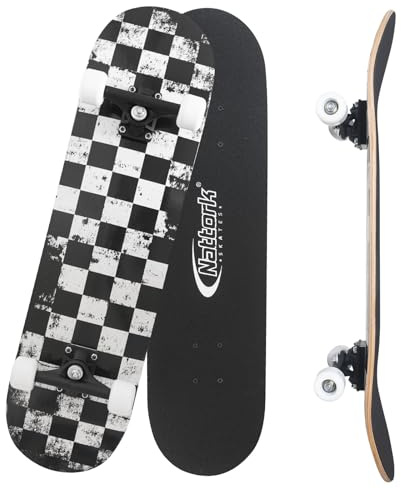 Nattork 31 Inch Complete Skateboard, Standard Skateboards Gift for Beginners, Wood 9 Layer Canadian Maple Trick Skate Boards for Boys Girls Youth Teens