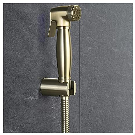 ApuaVireo&Co Handheld Bidet Sprayer for Toilet,Brushed Gold Baby Cloth Diaper Sprayer Kit,Brass Wall Mounted Bidet Water Sprayer(A)