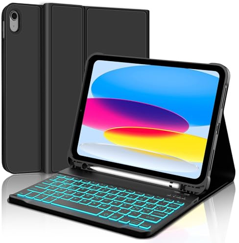 WAVATA Tastiera per iPad 10 Generazione 10.9 2022 con Retroilluminata, Custodia con Tastiera per iPad 11 Generazione A16 2025 11 pollici Magnetica Staccabile Italiano ‎QWERTY Layout, Nero