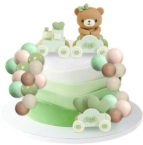 NimblusToy Décoration de Gâteau en Ours, 28pcs Cake Decorations Ours, Bear Cake Topper, DIY Cake Decoratio, Décorations pour Gâteaux d'Enfants pour Anniversaires et Baby Showers