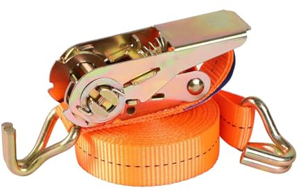 di fissaggio a cricchetto, 2,5 cm x 3,5 m, resistente gancio a J zincato, tenditore regolabile per di tensionamento | 2.268 kg di capacità di fissaggio per furgoni, rimorchi,