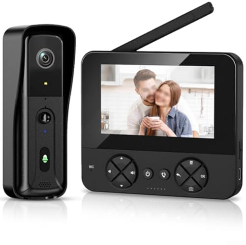 Wireless Smart Video Intercom Doorbell With 4.3 Display, Two-Way Talk & Night-Vision, PIR Motion Detection For Home Security Systems(16 black)