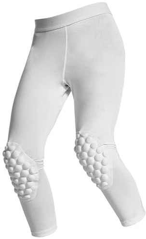 Jiuvaso Pantaloni a Compressione Leggings Collant Pantaloni a Compressione per Ragazzi e Ragazze Traspiranti Multiuso Accessori Resistenti agli Urti, Bianco YXL