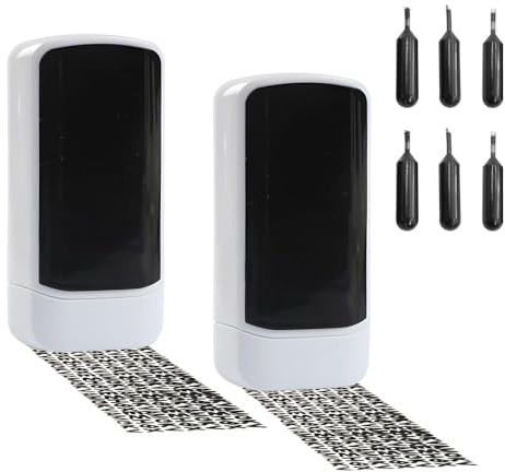 2PCS Address Blocker Stamp, Confidential Roller Stamp with 6 Refills, Identity Theft Protection RollerStamp, Privacy Security Theft Roller Stamp for Anti Theft and Privacy Safety
