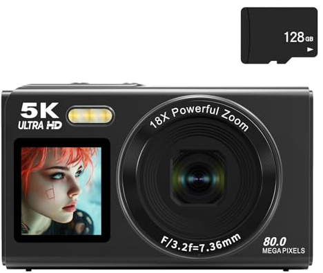 Fotocamera Professionale A Doppio Schermo Da 80 Risoluzione 5K Zoom 18X WiFi E Torcia Elettrica Per Creatori E Viaggiatori Telecamera Per Streaming Live WiFi
