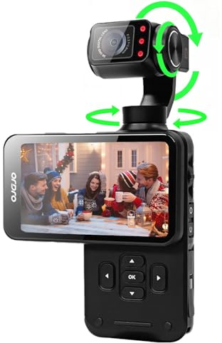 ORDRO 5K Handheld-Videokamera, Vlogging-Camcorder, 3,5-Zoll-Dreh-Touchscreen, 3-Achsen-Stabilisierung, IR-Nachtsicht, WDR, Gesichtserkennung, 120°-Weitwinkel, Lange Akkulaufzeit