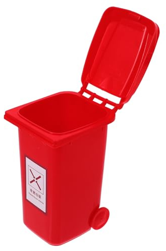 KAILIKETIY Mini Bote de Basura de Escritorio Rojo de Material Pp, Compacto y Funcional para Clasificación y Reciclaje en Cocina, Oficina y Hogar, Cubo de Basura Decorativo y Práctico de Mesa