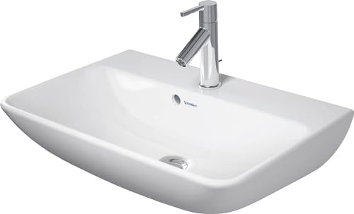 Duravit ME by Starck Waschtisch Compact 60x40cm, 1 Hahnloch, mit Überlauf, mit Hahnlochbank, 2343600000, Farbe: Weiß