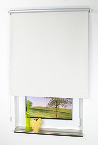 deko-raumshop Thermorollo Verdunkelungsrollo Kettenzugrollo Seitenzugrollo Rollo Leinen Silber Breite 60-200 cm Länge 180 cm Thermo Vorhang lichtundurchlässig Alu Beschichtung (172 x 180 cm)