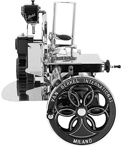 Berkel Volano B114 handbetriebene Aufschnittmaschine mit Blütenverziertes Blütenverziertes Schwungrad und Messerdurchmesser 319 mm Schwarz