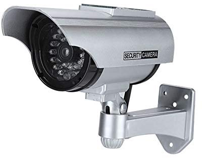 Sonew Kamera Attrappe Außen, Dummy Kamera für Innen/Außen, Überwachungskamera für Überwachungskameras mit roter Blinkender LED(Silver)