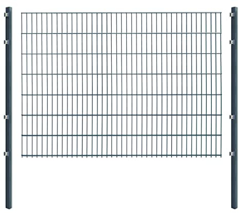 Doppelstabmattenzaun - Komplettset inkl. Pfosten und Montagematerial - Verschiedene Längen und Höhen – Grün oder Anthrazit (L 6 m | H 143 cm | Anthrazit)