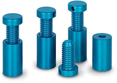 PrecisionGeek – Abstandshalter Ø 12 mm aus Aluminium – Blau eloxiert – Wandhalter & Schilderbefestigung – Glas-/Acryldistanzhalter – Länge 20 mm – 4 Stück