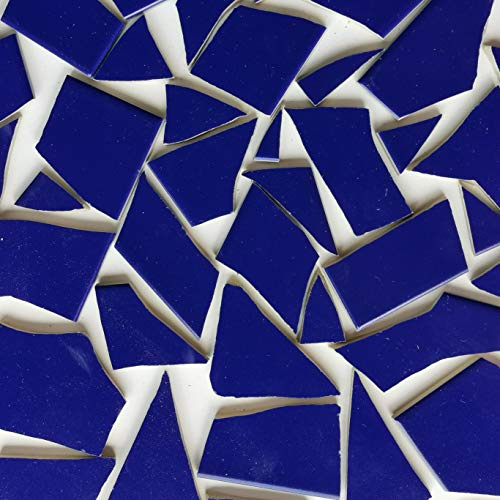 MOSALI Fliesenbruch Mosaik, Dunkelblau K555, 1 kg | Frostfest für Mosaikarbeiten, Deko & kreative Projekte, Bunte Fliesen für Mosaik draußen und drinnen