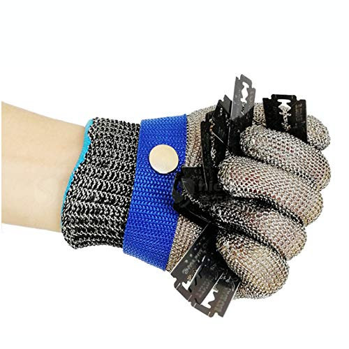 WXYZ Steel Wire Gloves Food Grade Stainless Steel Wire Cut Resistant Gloves, Heavy Metal Safety Work Gloves, Used For Kitchen Cooking, Outdoor Adventure Fishing (Size : Large)