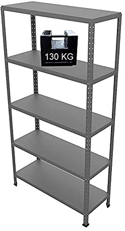 SCAFFALE IN METALLO “GRIGIO NUVOLATO” ETTORE KIT BULLONI 100 X 40 X H187 CM CON 5 PIANI CON PORTATA KG. 130 PER PIANO