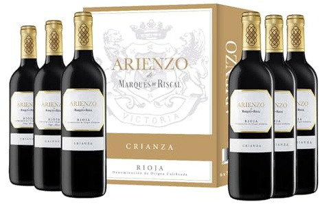 Arienzo de Marqués de Riscal - Vino tinto Crianza Denominación de Origen Calificada Rioja, Variedad Tempranillo, 18 meses en barrica - Caja 6 botellas x 750 ml