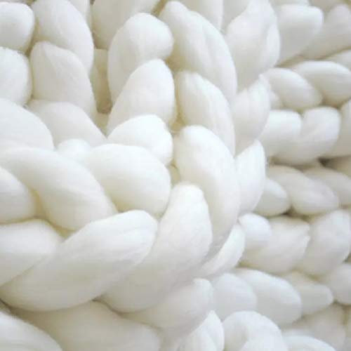 Settoo Grob gestrickte Kuscheldecke, Handgefertigt Grobe Strickdecke Geschenk für Weihnachten Neujahr Geburtstag(50x50cm, Weiß)