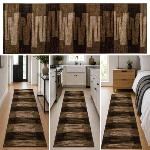 KARAT Passatoia Via Veneto - Tappeto da Corsa Antiscivolo Anallergico per Cucina, Corridoio, Soggiorno, Ufficio - 80 x 150 cm, Marrone