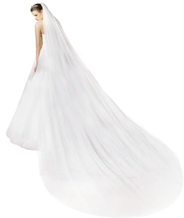 BEAUTELICATE Brautschleier Lang Tüll Schleier für die Braut Hochzeits 3m Kathedrale Schleier 2 Schicht mit Kamm (Off White, 3m)