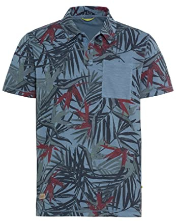 camel active Herren Kurzarm Poloshirt mit Allover-Print Dunkelblau, Menswear-S