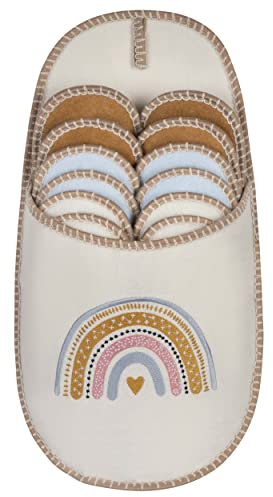 ONVAYA® ABS Gästepantoffel | Regenbogen mit Herz | 6er Set | Antirutsch Sohle | Hausschuhe | Filzpantoffel | Gr. 36-45 Gästehausschuhe
