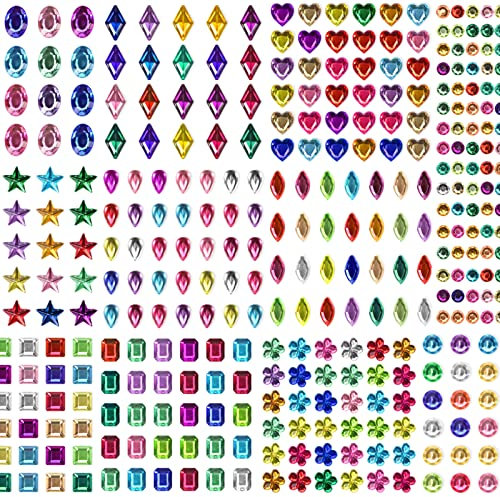 Jewan Glitzersteine Selbstklebend, 1722 Stück 15 Blätter Strasssteine Selbstklebend Glitzersteine zum Basteln Schmucksteine Selbstklebend Glitzer Basteln für Kinder Fotorahmen, Grußkarten